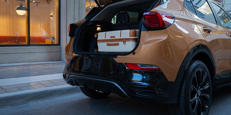 New 2024 Buick Encore GX opening trunk to fit luggage