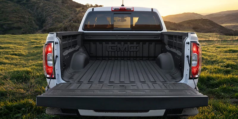 2022 GMC Canyon hatch open outside on a field