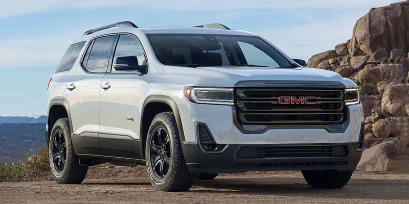 2023 GMC Acadia outside on the road near a cliff