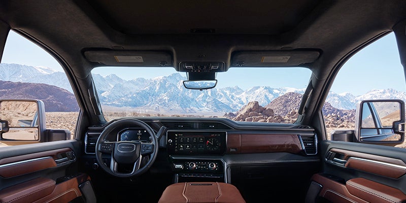 The interion inside of a GMC Sierra