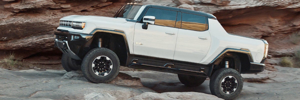 2022 Hummer going up hill on a rocky road